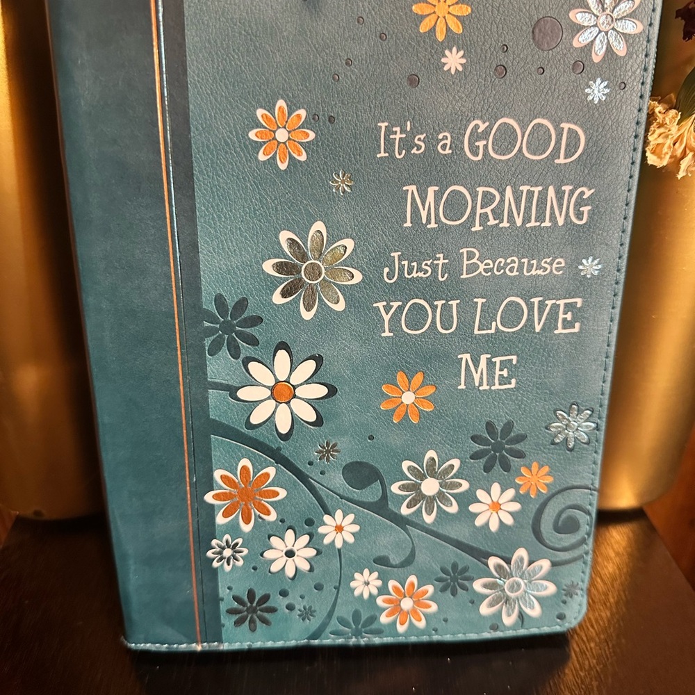 Christian Zippered Floral Blue Journal with Daily Scriptures and Sayings